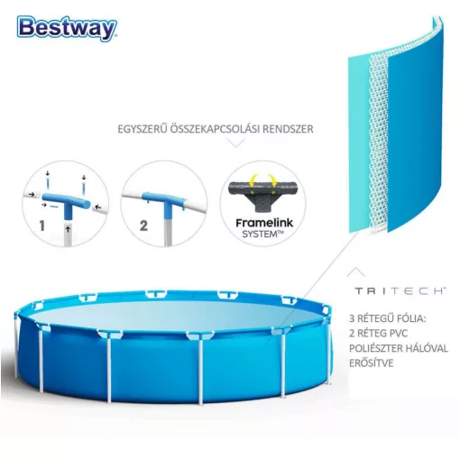 Bestway Bahama Steel Pro fémvázas medence vízforgatóval 366 x 76 cm