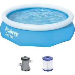   Bestway Korfu Fast Set felfújható családi medence vízforgatóval 305 x 76 cm