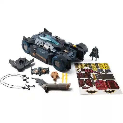 DC 2 az 1-ben interaktív átalakuló Batmobile autó vagy parancsnoki központ figurával 10cm