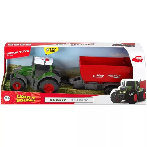 Dickie Toys Farm Series - Fendt traktor utánfutóval, fénnyel és hanggal 42cm (203737002)
