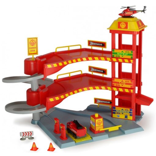 Dickie Toys 2 emeletes tűzoltóság autópálya járművekkel