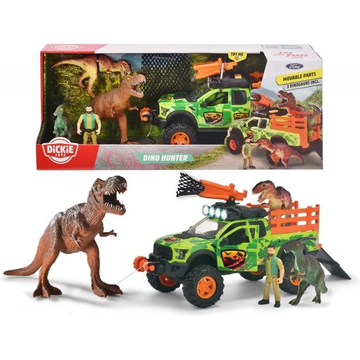 Dickie Toys - Dino elfogó terepjáró hálóvetővel, dinoszauruszokkal, fénnyel és hanggal 27cm