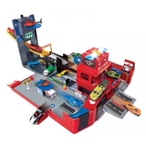 Dickie Toys SOS Series - Tűzoltóság autópálya játékszett fénnyel és hanggal (203719005)