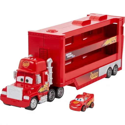 Mattel Disney Verdák: Mack autószállító kamion Villám McQueen kisautóval