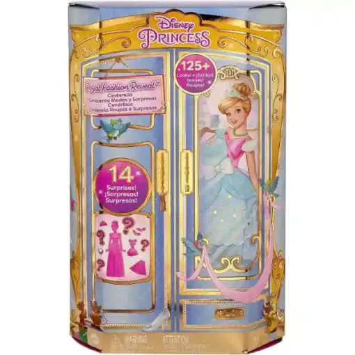 Mattel Disney Princess - Royal Fashion Reveal: Hamupipőke divatbaba készlet kiegészítőkkel 30cm