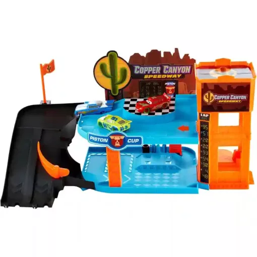 Mattel Disney Verdák: Réz-kanyoni világító garázs kisautókkal