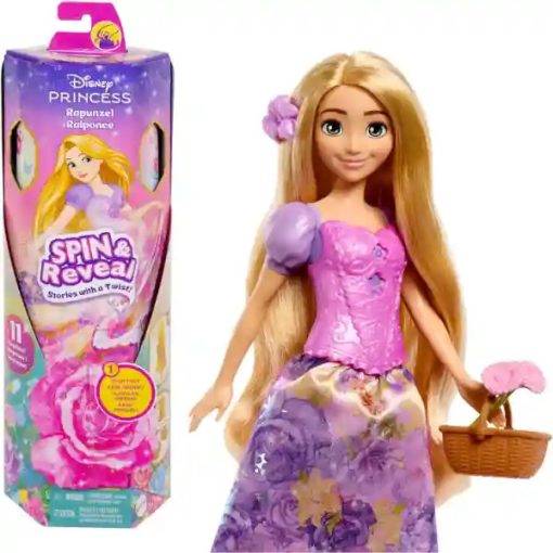 Mattel Disney Aranyhaj és a nagy gubanc: Spin & Reveal Aranyhaj hercegnő baba kiegészítőkkel, Rapunzel