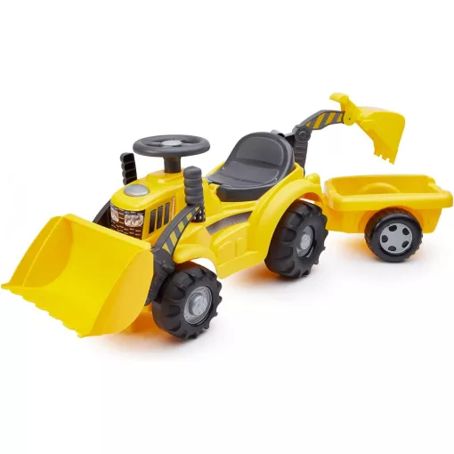 Écoiffier Játék traktor bébitaxi utánfutóval, homlokrakodóval és markolóval