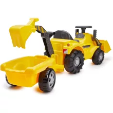 Écoiffier Játék traktor bébitaxi utánfutóval, homlokrakodóval és markolóval