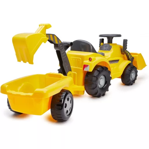 Écoiffier Játék traktor bébitaxi utánfutóval, homlokrakodóval és markolóval
