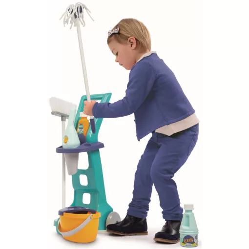 Écoiffier Clean Home Játék gurulós takarítókocsi morzsaporszívóval