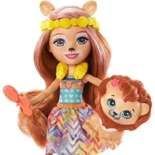 Mattel Enchantimals fodrászat Lacey Lion babával és Manesy oroszlán figurával
