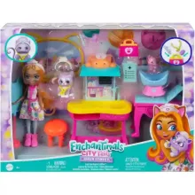 Mattel Enchantimals Dr. Carlin Cat baba állatorvosi rendelője cicákkal