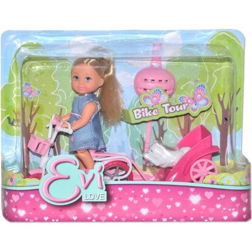 Evi Love - Evi baba biciklivel, pink utánfutóval és kiskutyával