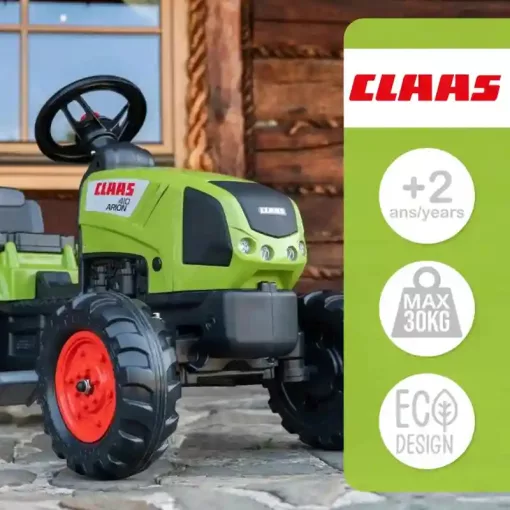 Falk Claas Arion 410 XL pedálos traktor utánfutóval