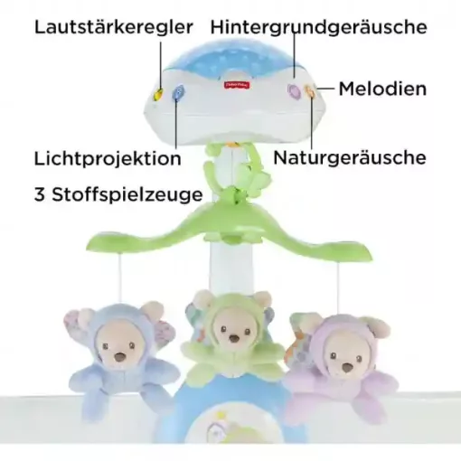 Mattel Fisher-Price - 3 az 1-ben altatódalos, projektoros kiságyforgó, babaforgó