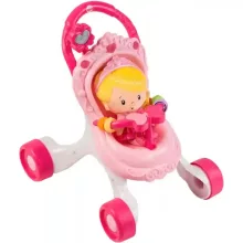 Mattel Fisher-Price - Interaktív hercegnős járássegítő babakocsi babával