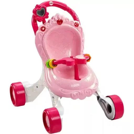 Mattel Fisher-Price - Interaktív hercegnős járássegítő babakocsi babával