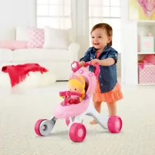Mattel Fisher-Price - Interaktív hercegnős járássegítő babakocsi babával