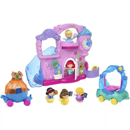 Mattel Fisher-Price Little People Disney - Hordozható kastély figurákkal és járművekkel