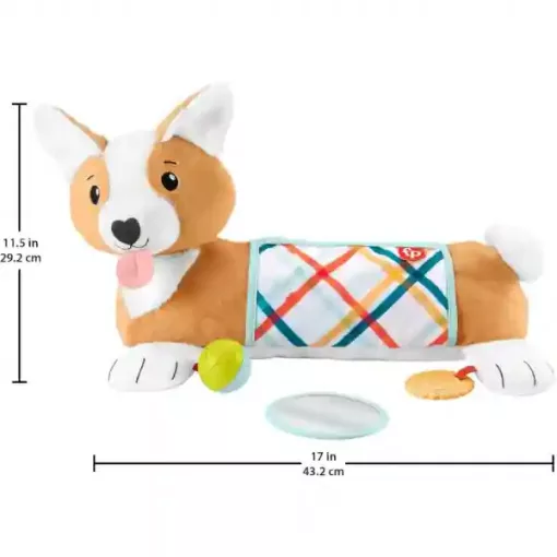 Mattel Fisher-Price - 3 az 1-ben plüss corgi kutyus foglalkoztató pocakpárna