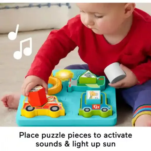 Mattel Fisher-Price - 2 az 1-ben interaktív járműves puzzle és formaberakó
