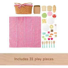 Mattel Fisher-Price - Fa fonott piknikes kosár játékszett ételekkel