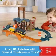 Mattel Fisher-Price - Thomas, a gőzmozdony: Motorizált Diesel mozdonyszett rakodópályával