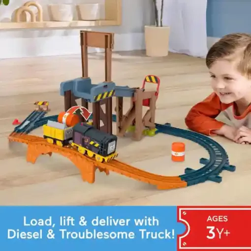 Mattel Fisher-Price - Thomas, a gőzmozdony: Motorizált Diesel mozdonyszett rakodópályával