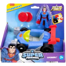 Mattel Fisher-Price Superman - Supermobile autó Superman figurával és kilövővel, DC Super Friends