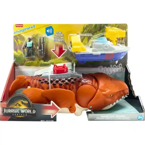Mattel Fisher-Price - Jurassic World: Újjászületés Mosasaurus üldözése interaktív játékszett, Rebirth