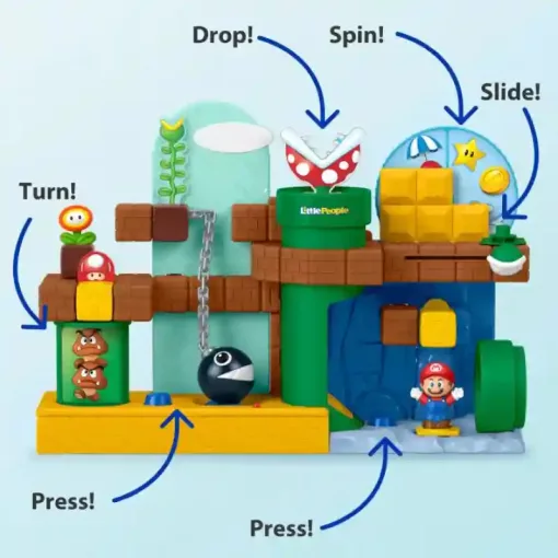 Mattel Fisher-Price Little People - Super Mario kalandjai interaktív játékszett