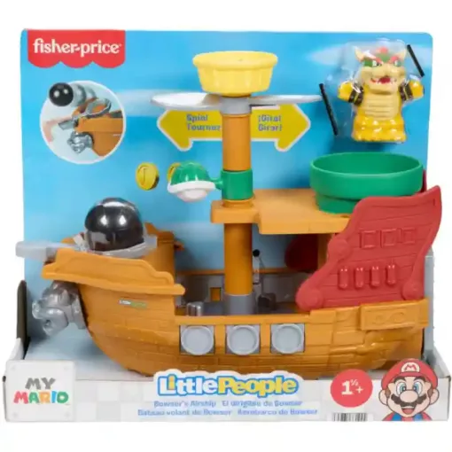 Mattel Fisher-Price Little People Super Mario - Bowser interaktív léghajója játékszett (csomagolássérült-új)
