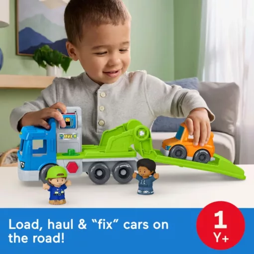 Mattel Fisher-Price Little People - Autószállító és szerelőállomás figurákkal