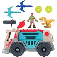 Mattel Fisher-Price Jurassic World - Átalakuló elfogó autó dinóval és figurával