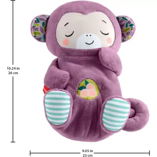 Mattel Fisher-Price - Interaktív szunyókáló lila plüss majom hanggal és mozgással