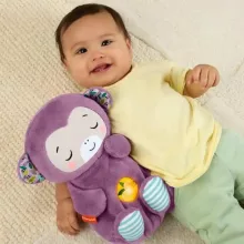 Mattel Fisher-Price - Interaktív szunyókáló lila plüss majom hanggal és mozgással
