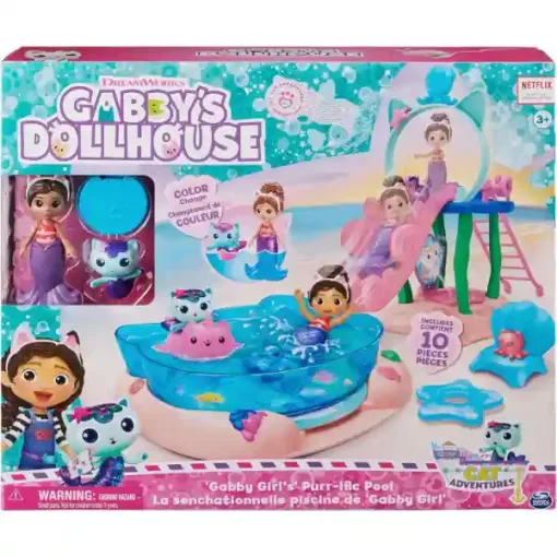 Gabi babaháza: Medencés parti Gabi és Szirénke figurákkal, Gabby"s Dollhouse