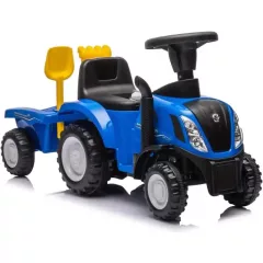   New Holland T7 traktor bébitaxi utánfutóval és kerti játékokkal