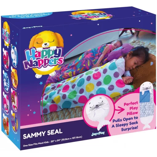 Happy Nappers hálózsák-párna: Sammy, a fehér fóka - 137cm