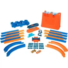 Mattel Hot Wheels óriás átalakítható versenypálya dobozban két kisautóval, 4,5m hosszú pálya (csomagolássérült-új)