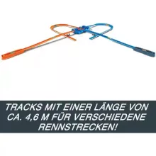 Mattel Hot Wheels óriás átalakítható versenypálya dobozban két kisautóval, 4,5m hosszú pálya (csomagolássérült-új)