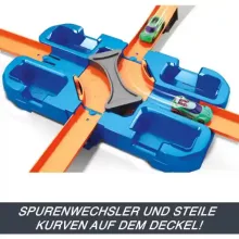 Mattel Hot Wheels óriás átalakítható versenypálya dobozban két kisautóval, 4,5m hosszú pálya (csomagolássérült-új)