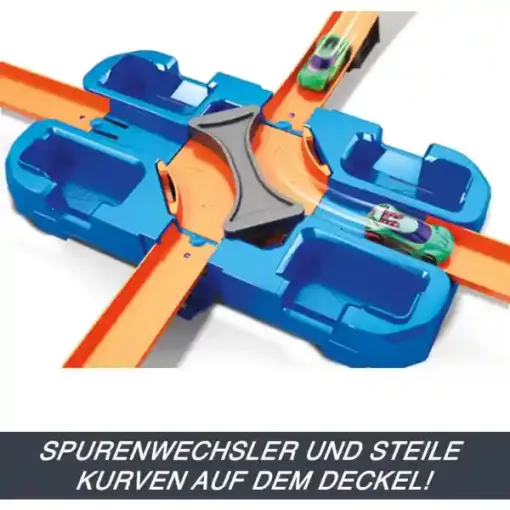 Mattel Hot Wheels óriás átalakítható versenypálya dobozban két kisautóval, 4,5m hosszú pálya (csomagolássérült-új)