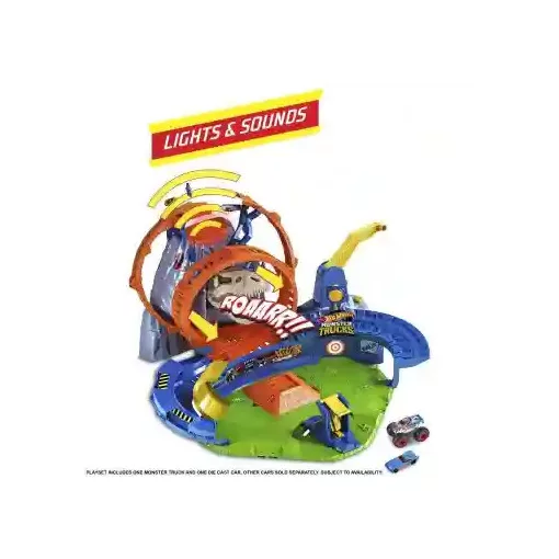Mattel Hot Wheels Monster Truck T-Rex óriás vulkán aréna fénnyel és hanggal