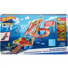 Mattel Hot Wheels hullámvasút motorizált versenypálya, 5db kisautóval