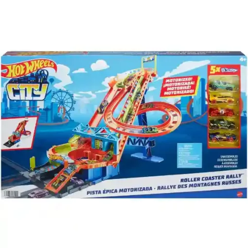 Mattel Hot Wheels hullámvasút motorizált versenypálya, 5db kisautóval