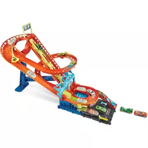 Mattel Hot Wheels hullámvasút motorizált versenypálya, 5db kisautóval