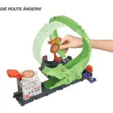 Mattel Hot Wheels aligátortámadás hurokpálya kisautóval, krokodil támadás, pizzéria