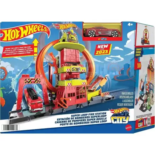 Mattel Hot Wheels tűzoltóság hurokkal és tűzoltóautóval játékkészlet
